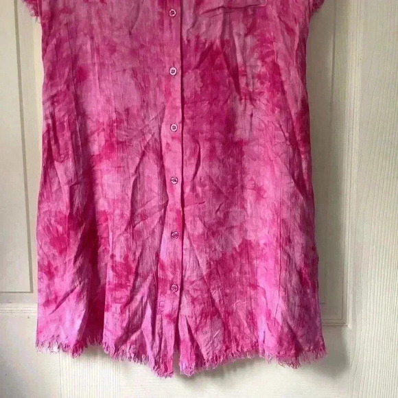 UMGEE Washed Pink  Tie Dye Shirt Mini Dress Frye  Hem Size Medium - Picture 9 of 12